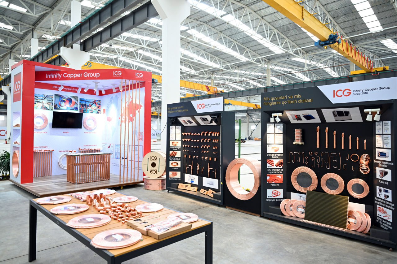 Infinity Copper Group copper pipes and fittings production display at factory